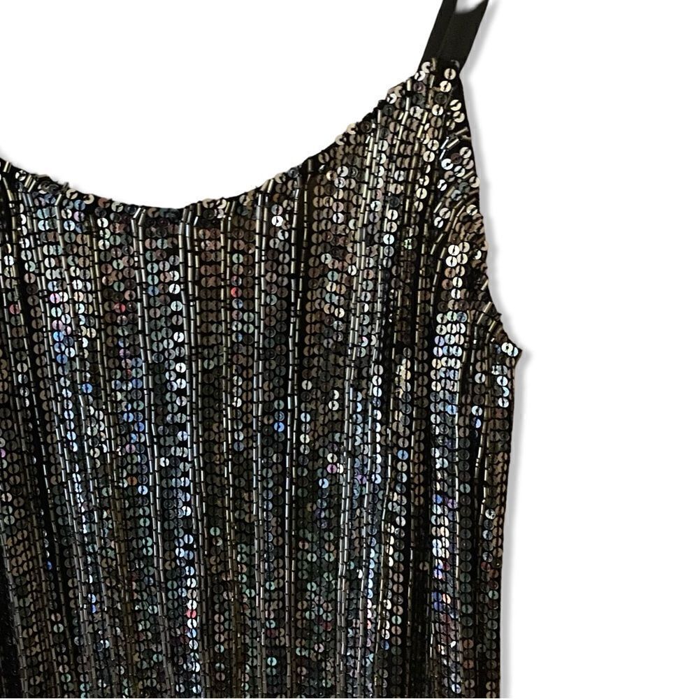 AMEN silver fringe dress black silver mini beaded cocktail party S New $1755 - Picture 5 of 14